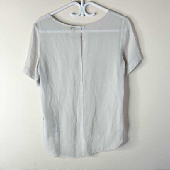 Aritzia Wilfred Women's Blouse short sleeve Sheer pale blue keyhole back size XS - Picture 12 of 13
